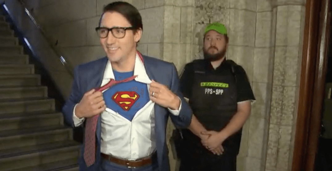 Halloween Superman Logo - Justin Trudeau shows up to House of Commons in Halloween costume ...