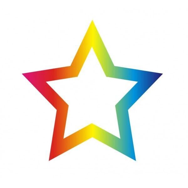 Multi Colored Star Logo - 30 Hollow Star Stickers