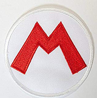 Red and White M Logo - Super Mario M Logo Patch Embroidered Iron on Badge Applique Costume