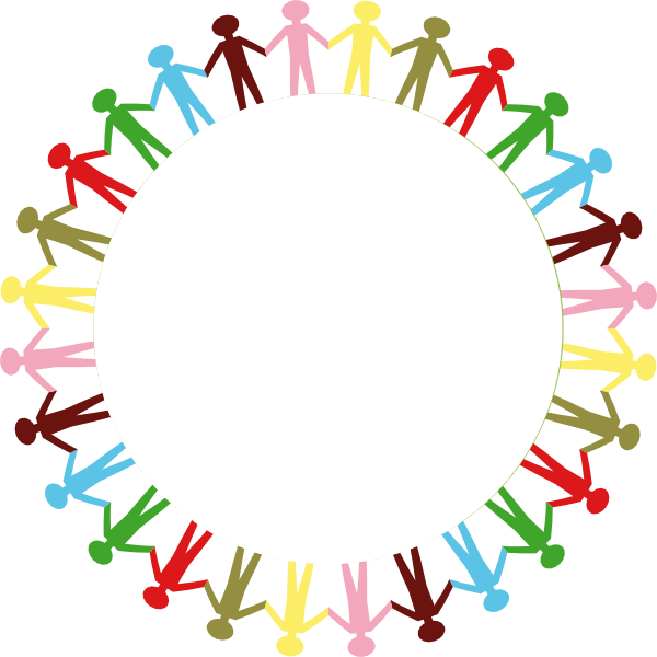 Multi Colored Circle as Logo - Circle Holding Hands Stick People Multi Coloured Clip Art