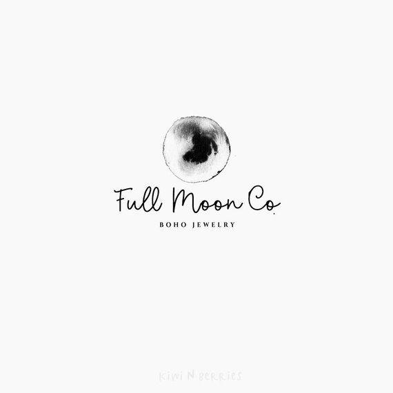Full Moon Logo - Full Moon logo design Moon logo Bohemian logo design | Etsy