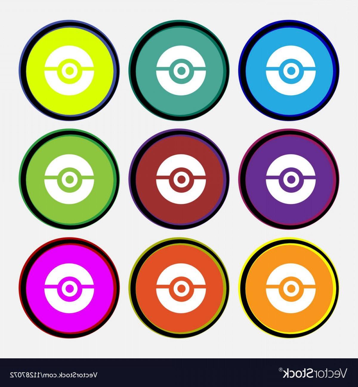 Multi Colored Circle as Logo - Pokeball Icon Sign Nine Multi Colored Round Vector