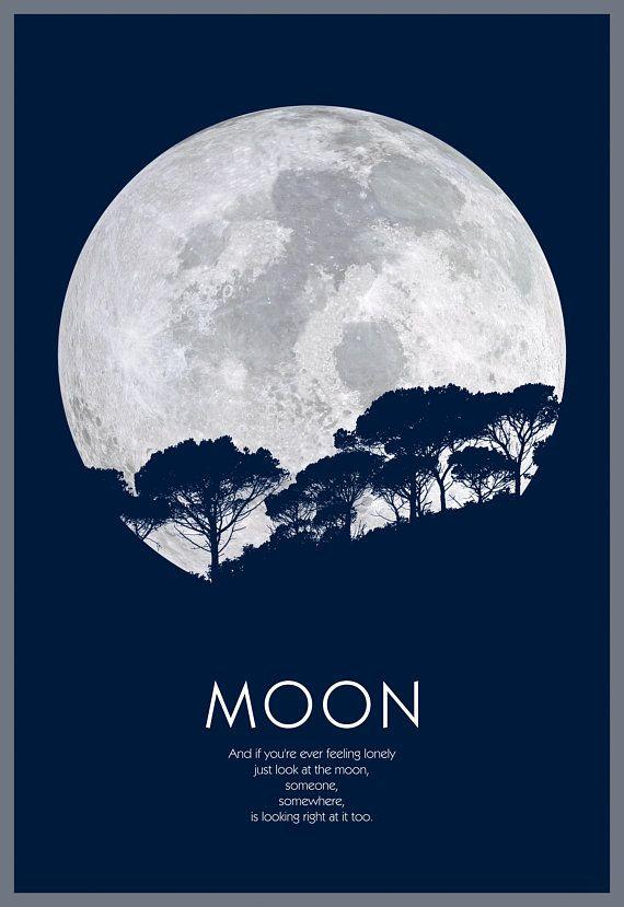 Full Moon Logo - Moon poster, Full moon wall art, Moon quote poster, Trees ...