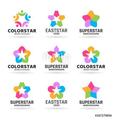 Multi Colored Star Logo - Multicolored star icons and logo design elements