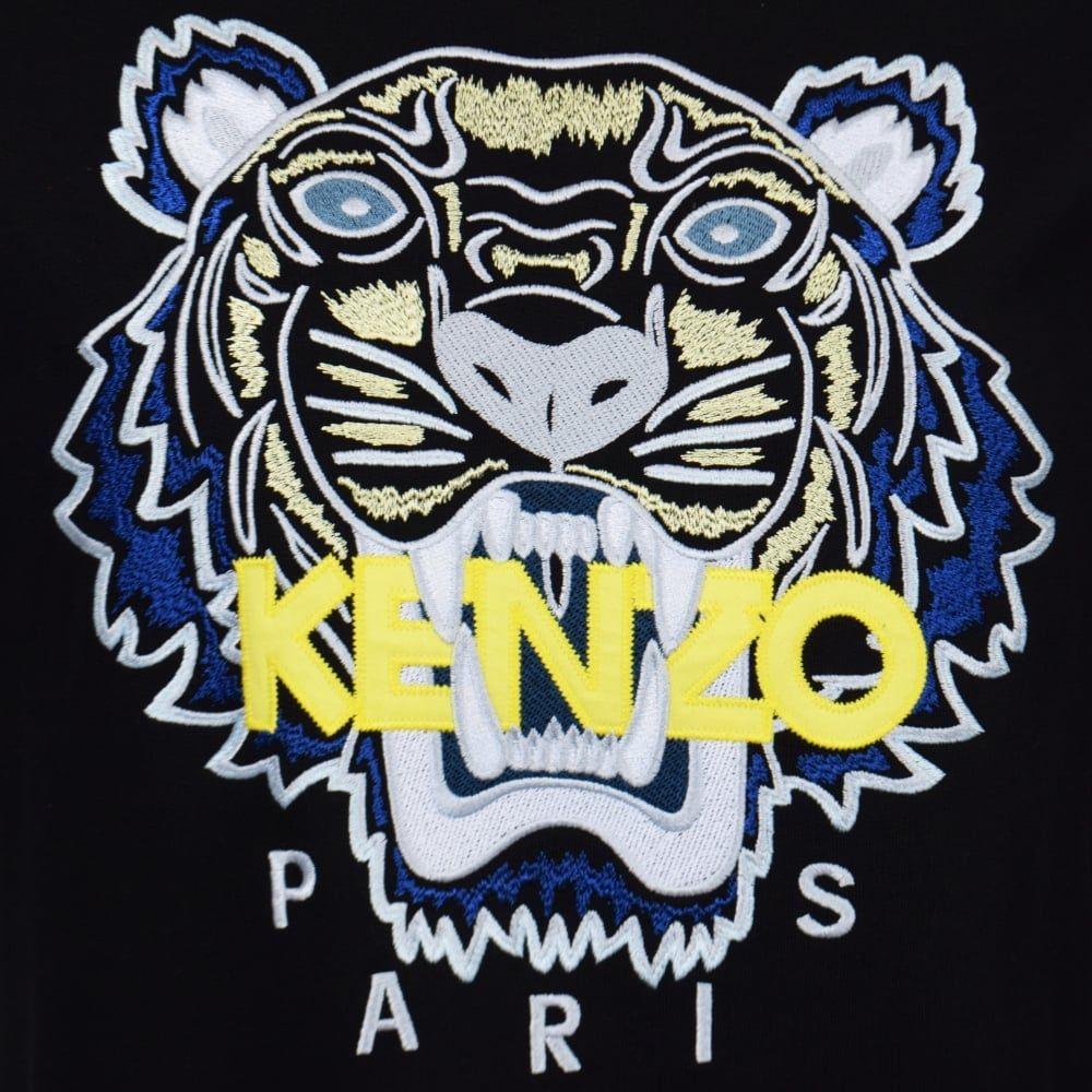 Yellow and Black Tiger Logo - KENZO Kenzo Black/Yellow/Blue Tiger Logo Sweatshirt - Men from ...