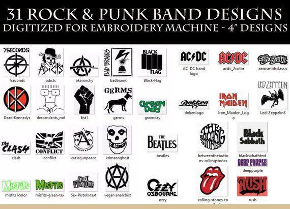 Rock and Roll Band Logo - 31 Rock n Roll / Punk Band Embroidery Designs Pes Xxx Hus | Etsy