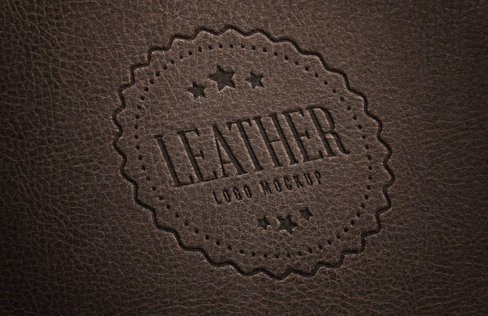 Leather Logo - Stamped Leather Logo Mockup — Medialoot