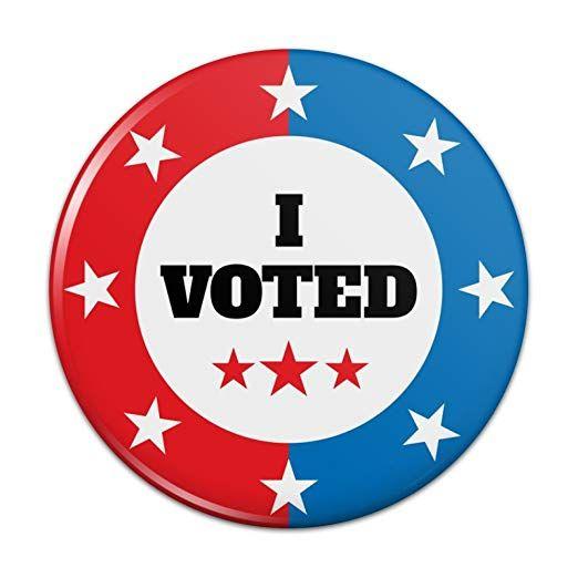 Red White and Blue Circle Logo - I Voted Red White Blue Patriotic Pinback Button Pin