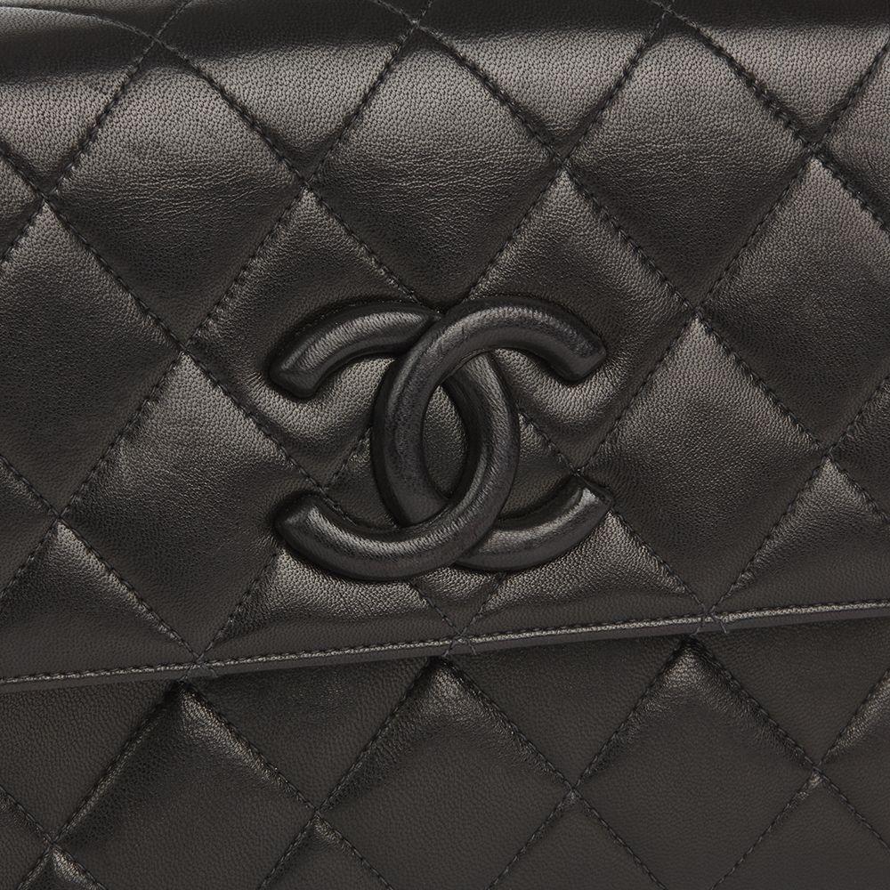 Leather Logo - CHANEL BLACK QUILTED LAMBSKIN VINTAGE LEATHER LOGO SHOULDER FLAP BAG ...