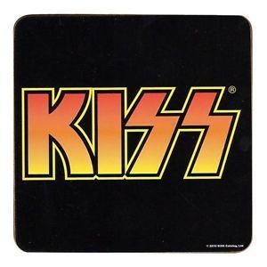 Red Kiss Logo - KISS Logo Black Red Orange Single Drinks Coaster Gift Band Album Fan ...