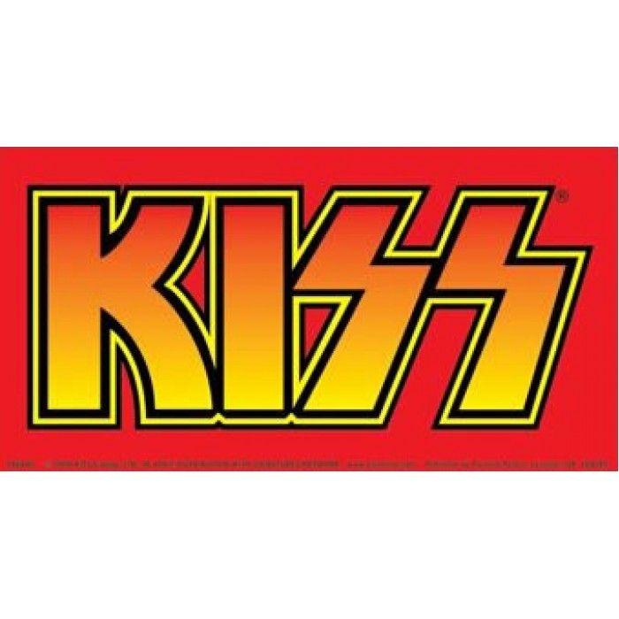 Red Kiss Logo - PS6869 Kiss, logo, rectangular small vinyl sticker