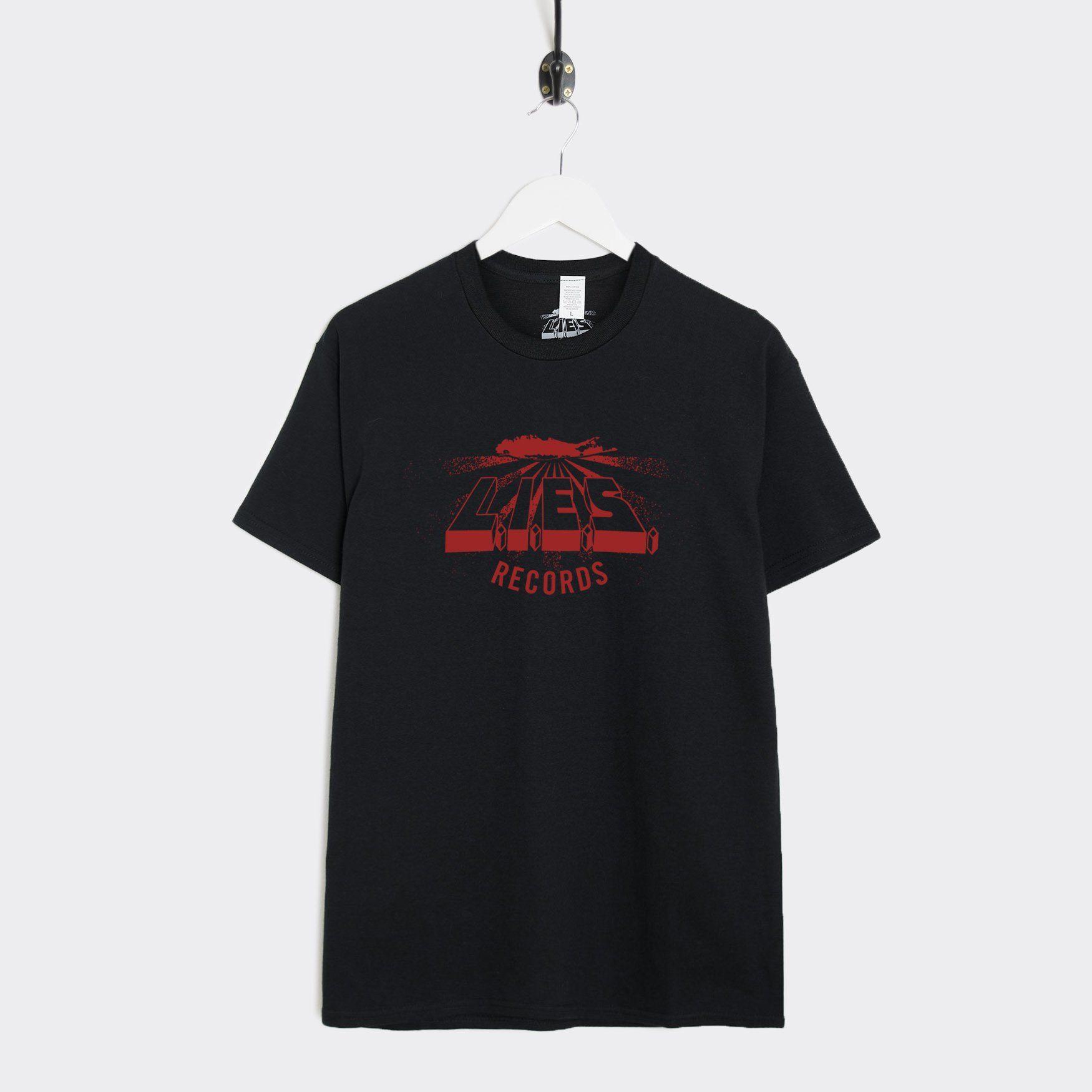Black and Red T Logo - L.I.E.S Records Logo T Shirt