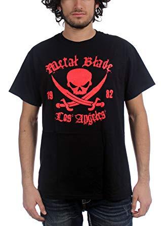 Black and Red T Logo - Metal Blade Records - Mens Pirate Logo Red T-Shirt in Black: Amazon ...