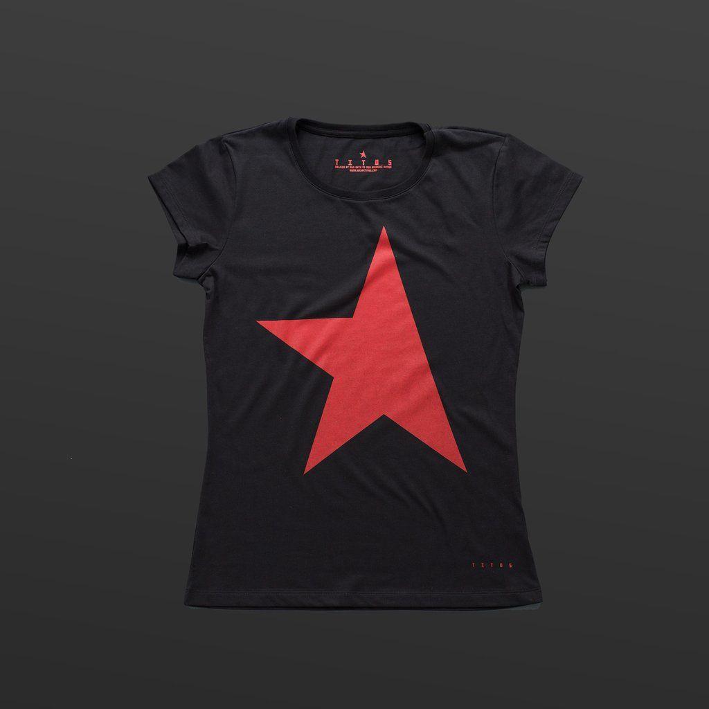 T and Star Logo - First women's T-shirt black/red TITOS star logo – Titos