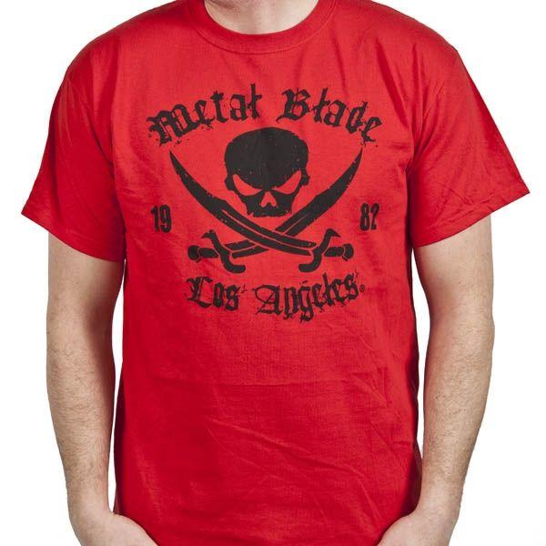 Black and Red T Logo - Metal Blade Records Pirate Logo Black On Red T Shirt Blade