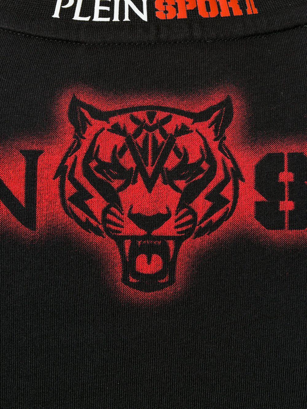 Black and Red T Logo - Plein Sport Logo Motif T Shirt Designer Colour:0213 BLACK RED