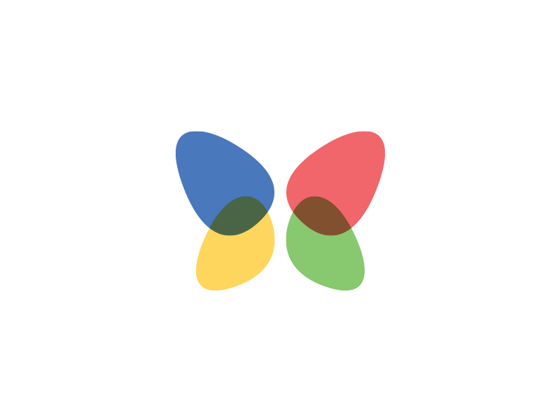 Red Yellow Blue Green Butterfly Logo - Minimalistic Butterfly