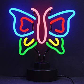 Red Yellow Blue Green Butterfly Logo - Neonetics Butterfly Multi Color Sign Sculpture
