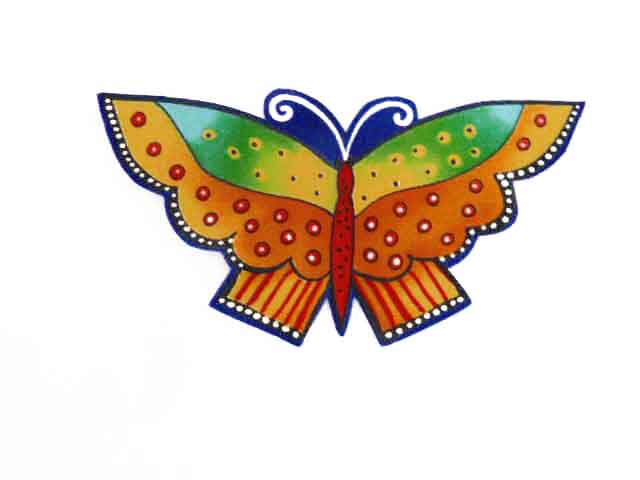 Orange and Yellow Butterfly Logo - Laurel Burch Orange and Yellow Butterfly Iron on Appliqué