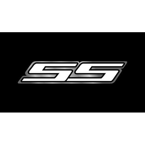 Black SS Logo - Chevrolet SS (White) License Plate