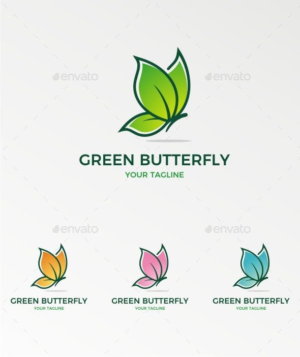 Red Yellow Blue Green Butterfly Logo - Green Butterfly Logo Template