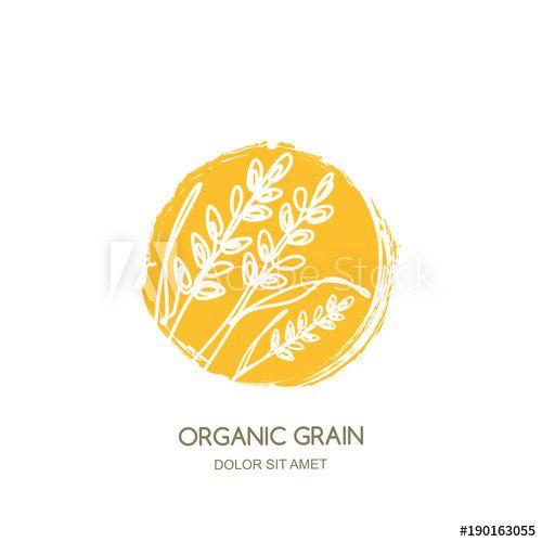 Wheat Circle Logo - Vector logo sign, label or package watercolor circle emblem with ...