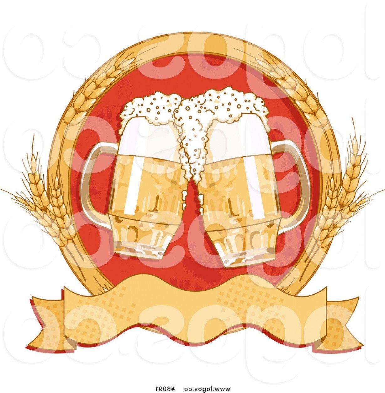 Wheat Circle Logo - Royalty Free Vector Of A Logo Of A Wheat Circle Around Two Beer Mugs