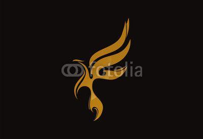 Gold Bird Logo - Gold bird logo vector wings silhouette. Buy Photo. AP Image