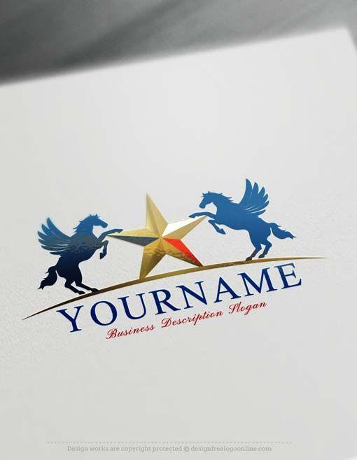 Pegasus with Star Logo - Logo Maker Free Texas Star Logo Template | ADVERTISING NO LIMIT ...