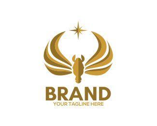 Pegasus with Star Logo - Gold Star Pegasus Designed by Dheograft | BrandCrowd