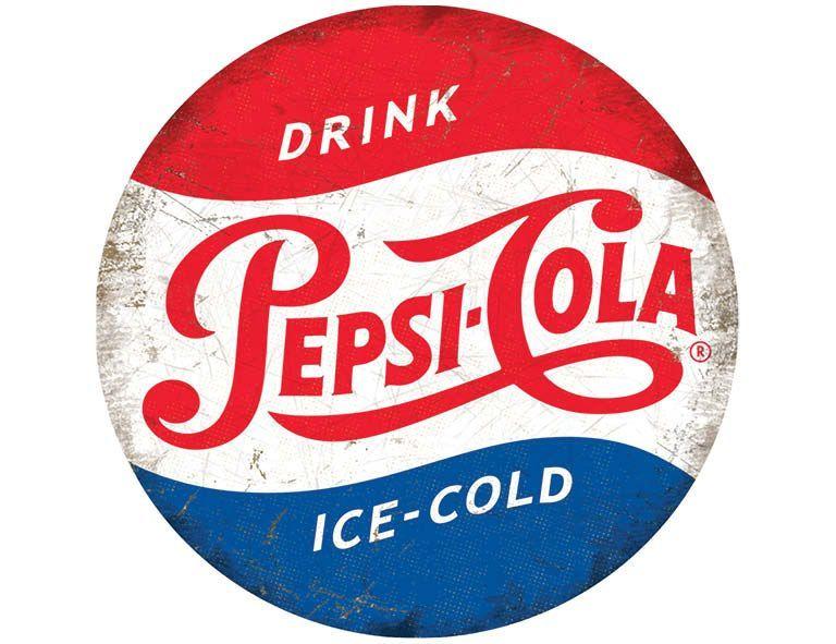 Vintage Pepsi Logo - Pepsi Cola - Vintage Round - Metal Wall Sign 2 sizes