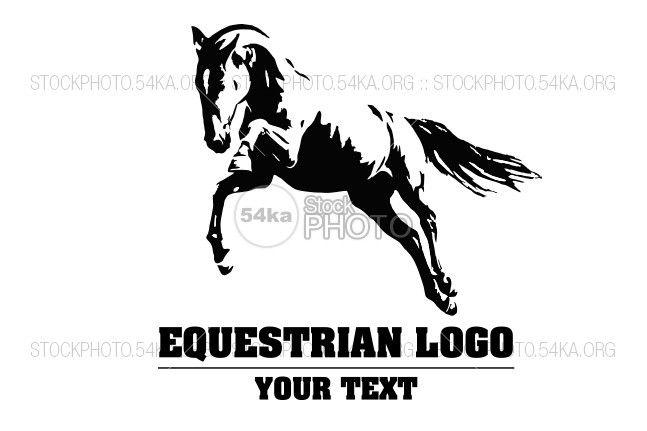 Equestrian Jumping Horse Logo - Jumping horse black and white vector outlines graphic - Vector Art ...