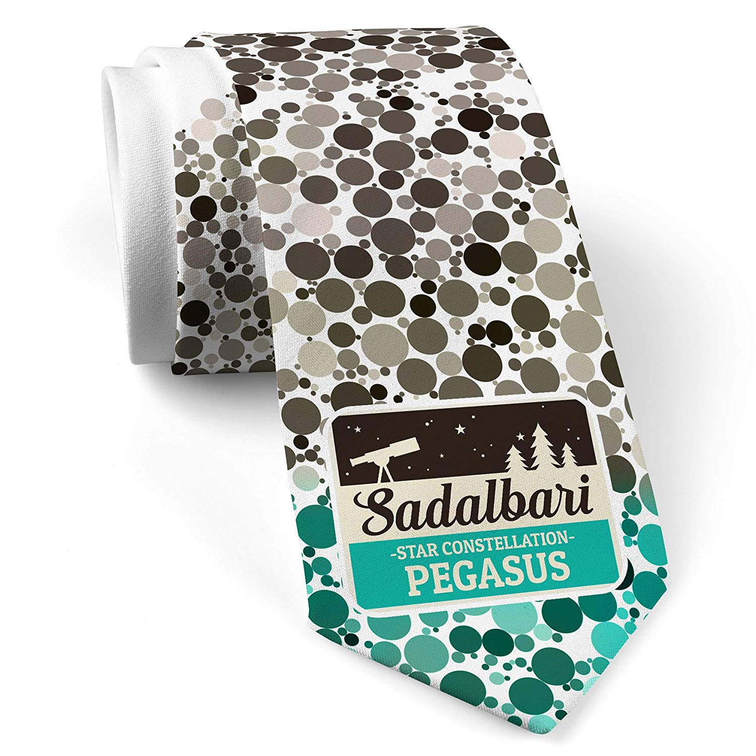 Pegasus with Star Logo - Neck Tie with Star Constellation Name Pegasus - Sadalbari White with ...
