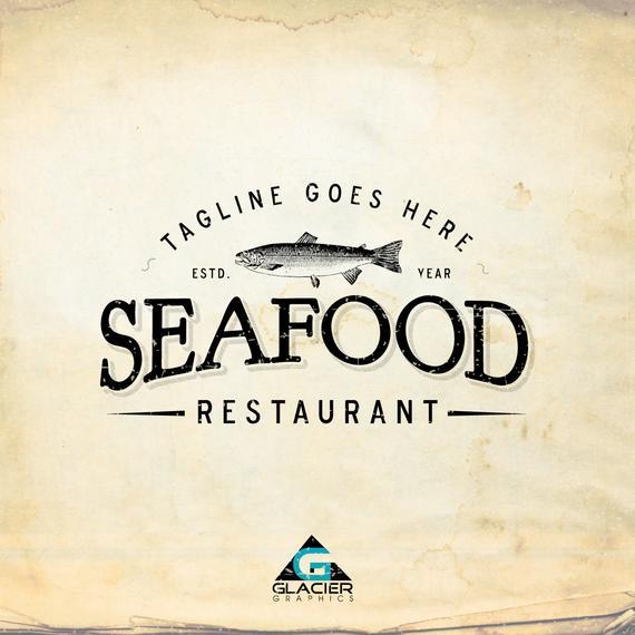 Modern Vintage Logo - Custom Seafood Restaurant Logo Personalized Modern Vintage