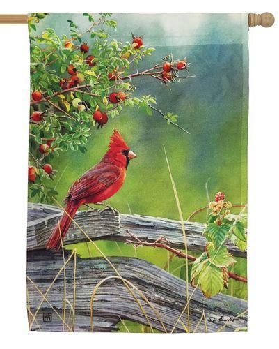 Red and Green with a Red Bird On It Logo - Cardinal and Red Berries House Flag | cardinal flags | Pinterest ...