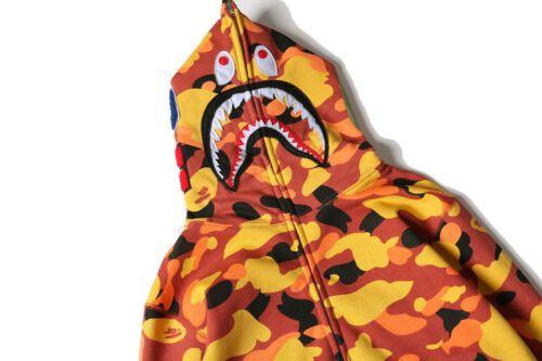 Orange BAPE Camo Logo - FASHION ORANGE BAPE A Bathing Ape Shark Head Camo Hoodie Coat