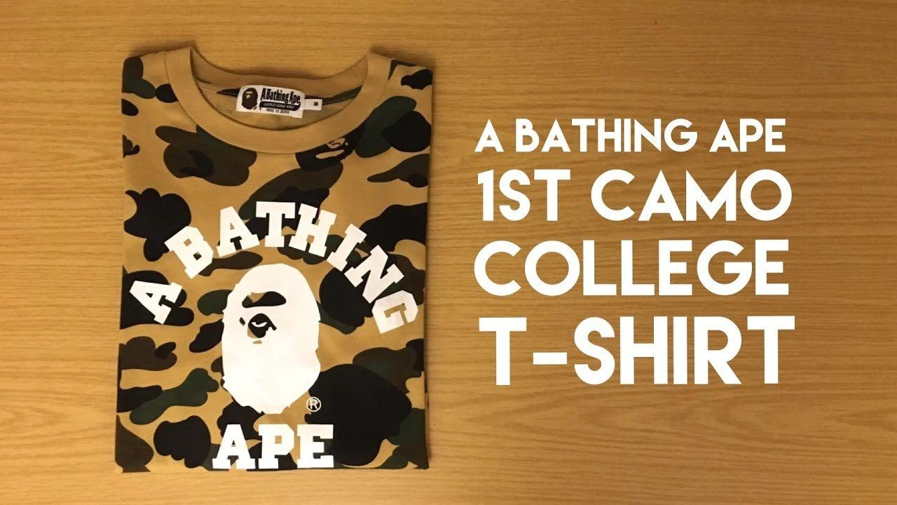 Orange BAPE Camo Logo - A Bathing Ape 1st Camo College Yellow T Shirt
