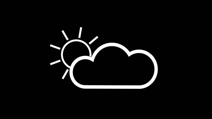 Black Weather Logo - Weather Outline Icon Animation Set Stock Footage Video 100