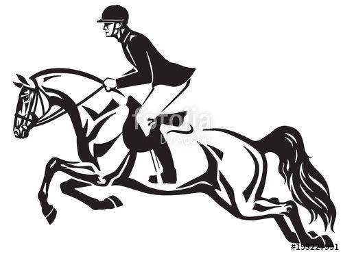 Equestrian Jumping Horse Logo - Horse and rider jumping over a fence.Equestrian stadium showjumping ...