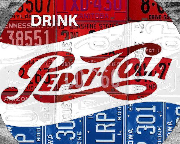Vintage Pepsi Logo - Pepsi Cola Vintage Logo Recycled License Plate Art On Brick Wall ...