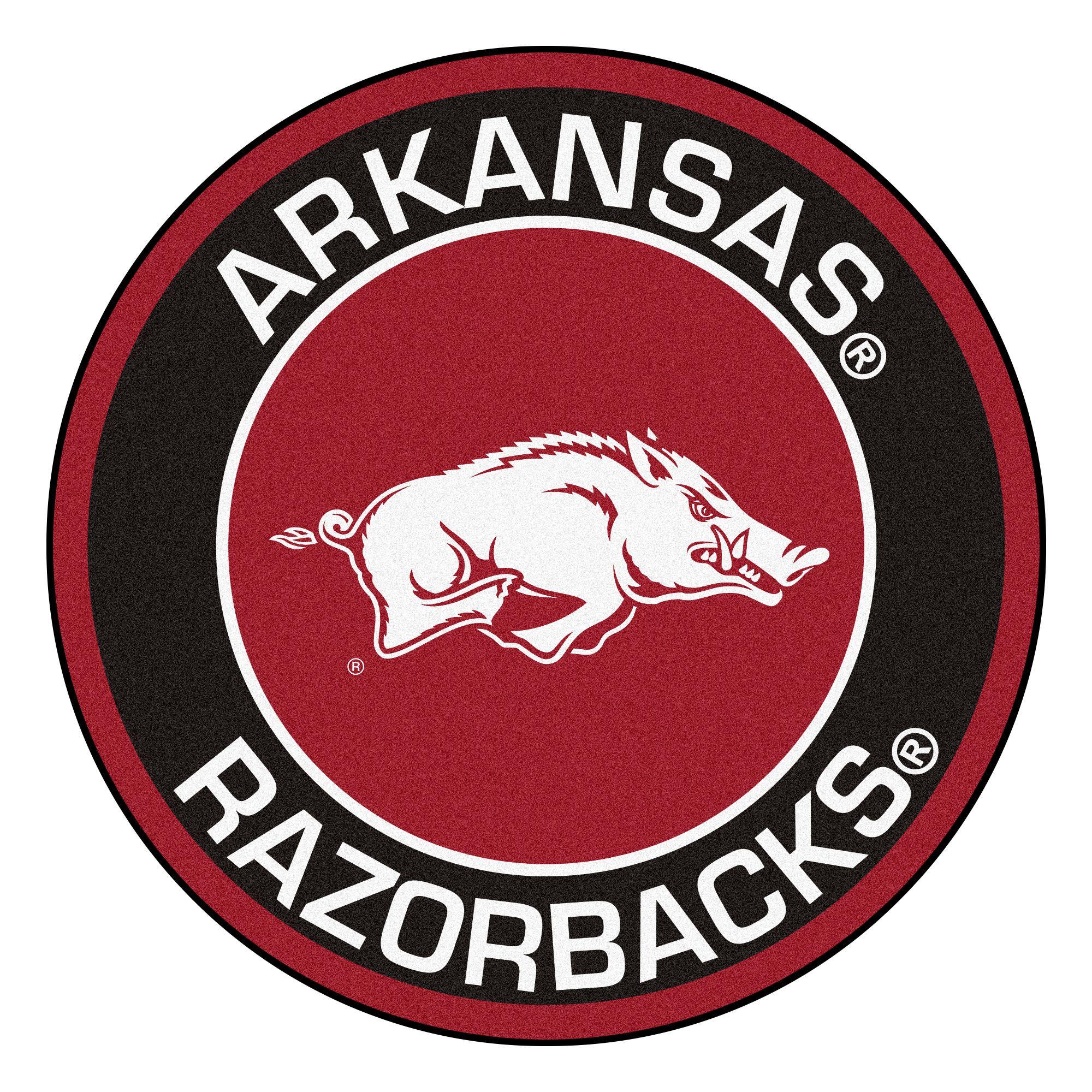 University of Arkansas Logo - NCAA University of Arkansas Razorbacks Rounded Non-Skid Mat Area Rug ...
