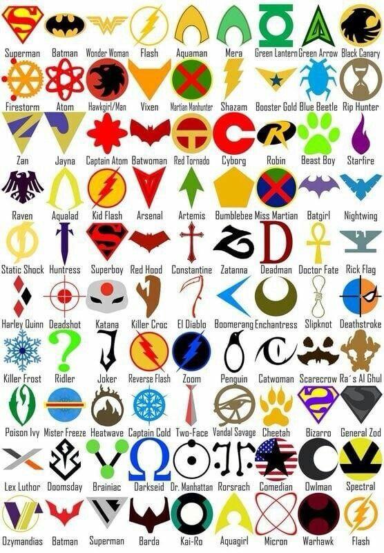 Every Superhero Logo - Logo every heroes and villains | DC | Comics, DC Comics, Superhero