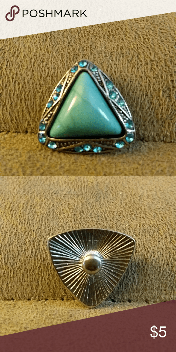 Multiple Triangle Blue Logo - Triangle blue stone n rhinestones snap button 20mm Boutique. My