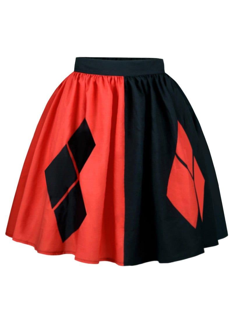 Two Red Rhombus Logo - 65% OFF ] 2018 A Line Two Tone Rhombus Skirt In Red / Black L ...