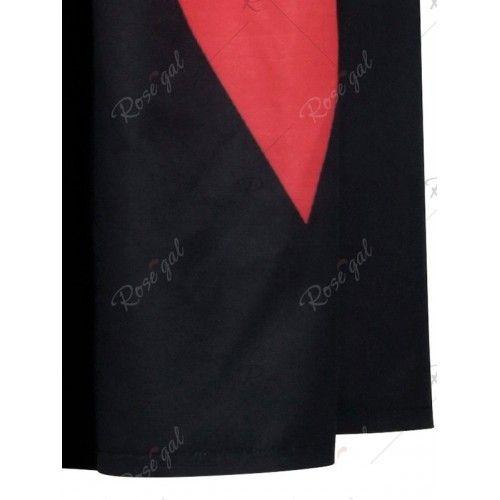 Two Red Rhombus Logo - A Line Two Tone Rhombus Skirt - Red + Black - L Length: Knee-Length ...