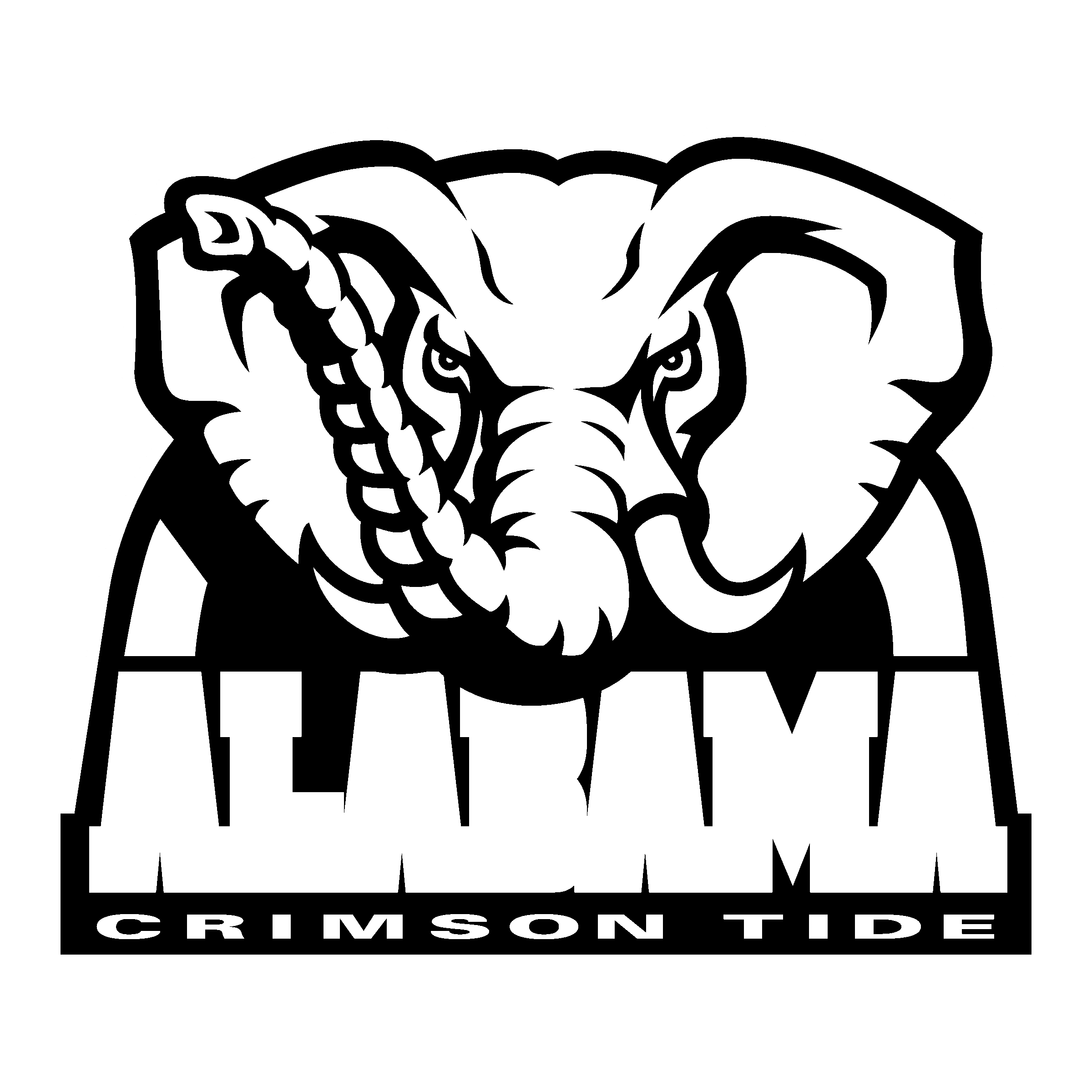 Outlined Black and White Alabama Logo - Alabama Crimson Tide Logo PNG Transparent & SVG Vector