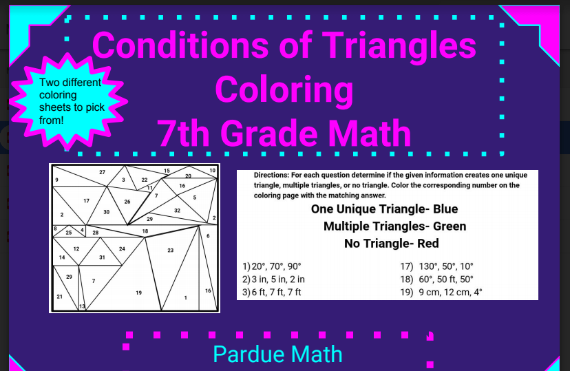 Multiple Triangle Blue Logo - Conditions of a Triangle Coloring.G.A.2th Grade Math