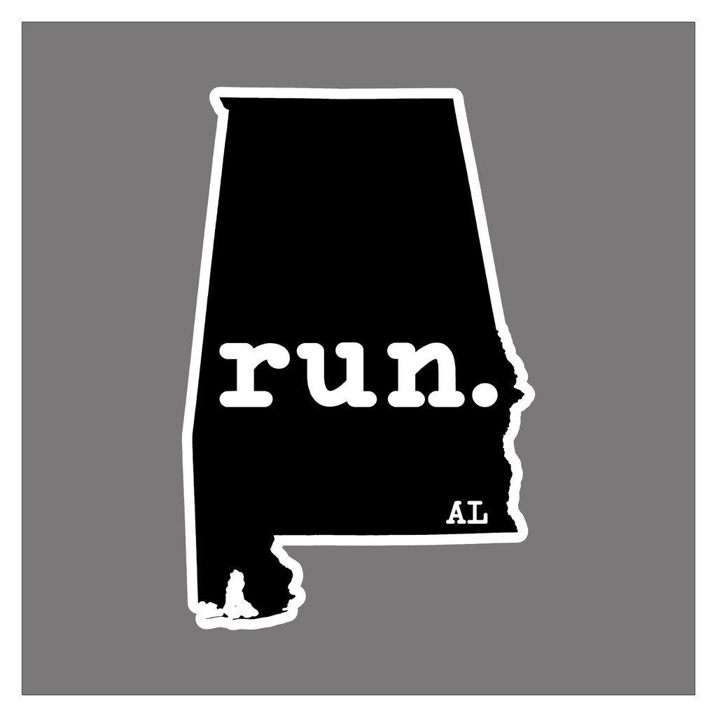 Outlined Black and White Alabama Logo - Run Alabama State Outline Black Magnet