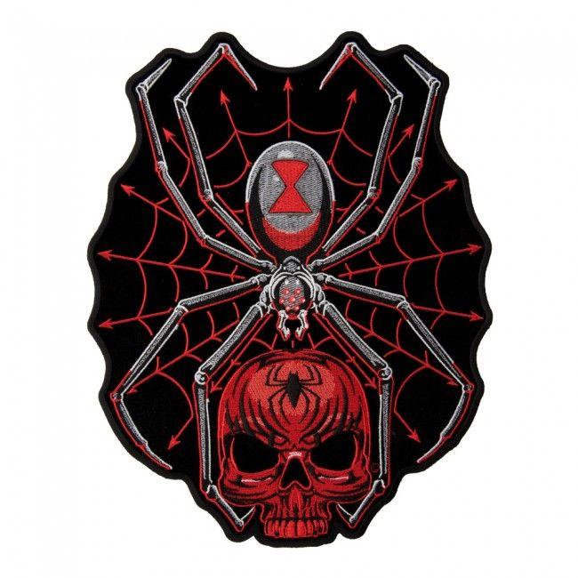 Black Widow Spider Logo - Black Widow Spider Web Red Skull Patch. Spider Back Patches