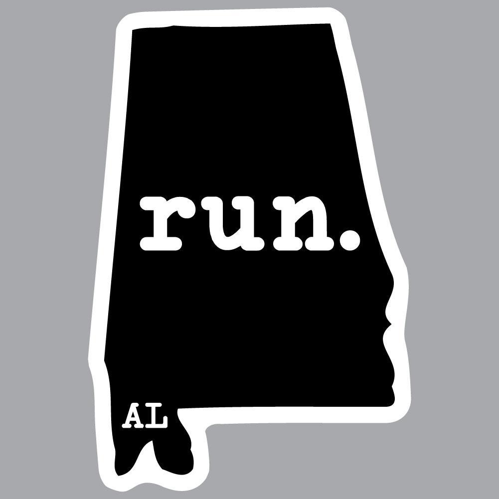 Outlined Black and White Alabama Logo - Alabama Run State Outline Decal
